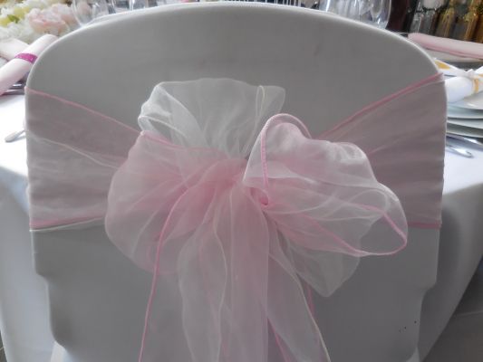 Double Ruban Rose poudré + Blanc- Location deco mariage - Artnuptial