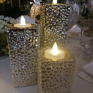 Trio Photophores OR Totem=3 tailles - Location deco mariage