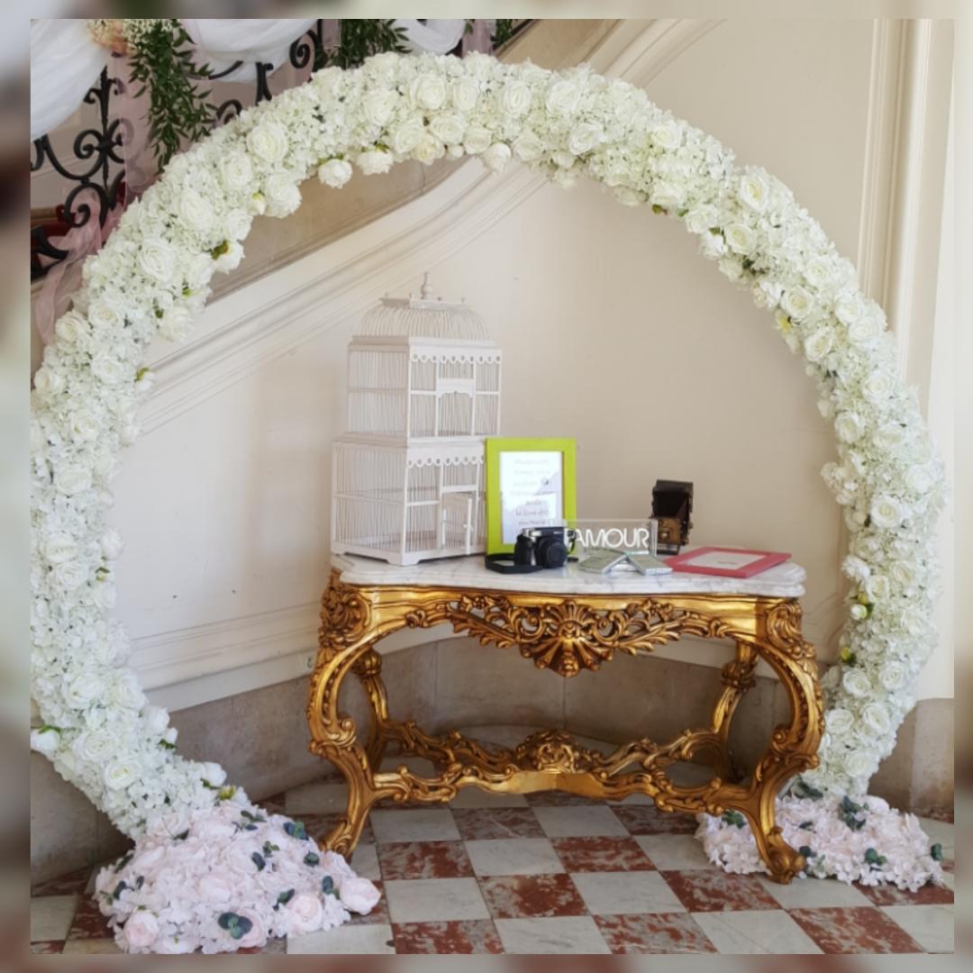 Arche des Mariés feuillage fleuri- Location arche mariage - Artnuptial