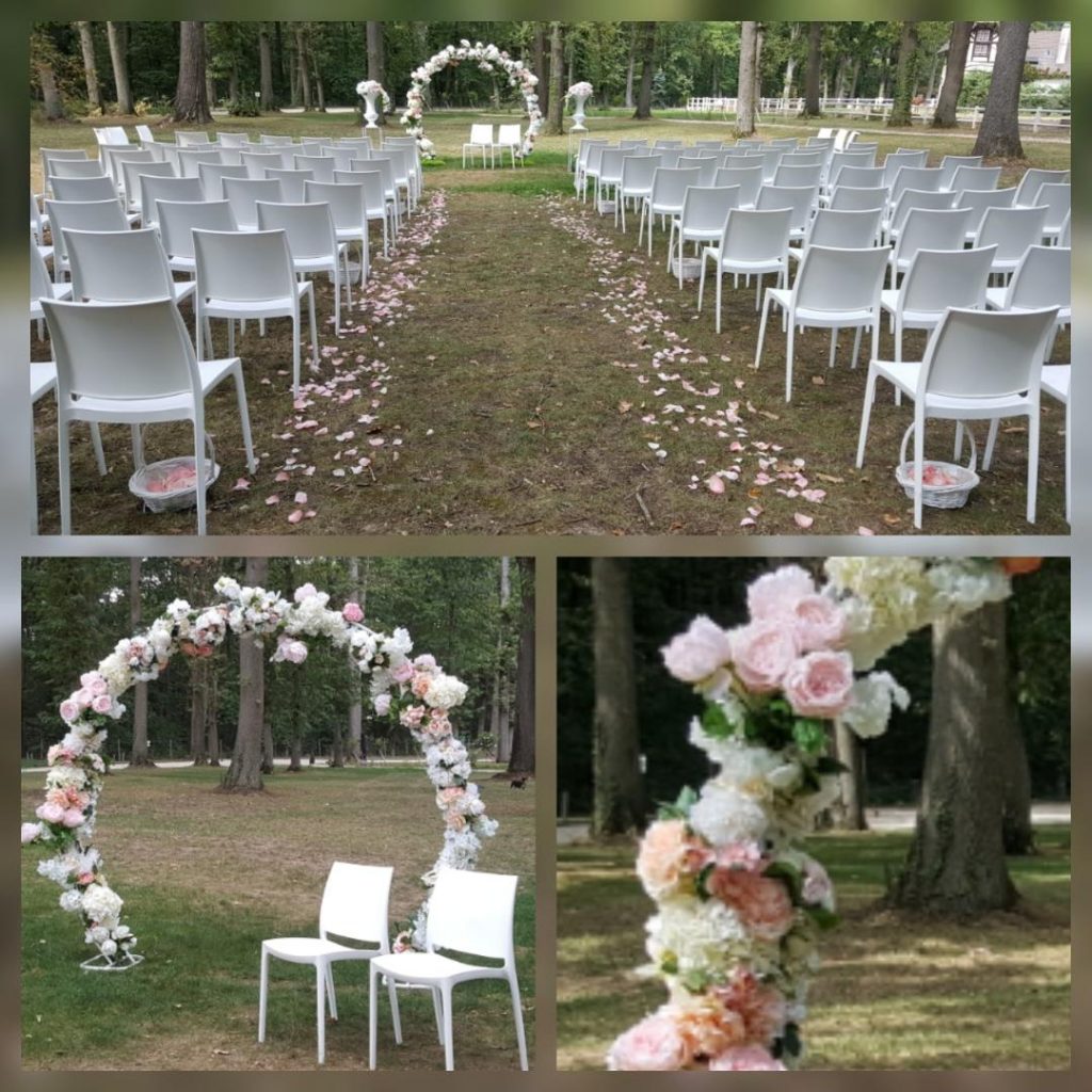 Lot de 8 décorations de chaise de mariage, fausses fleurs de