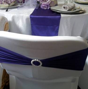 Double ruban organdi Bordeaux + Blanc - Location deco mariage