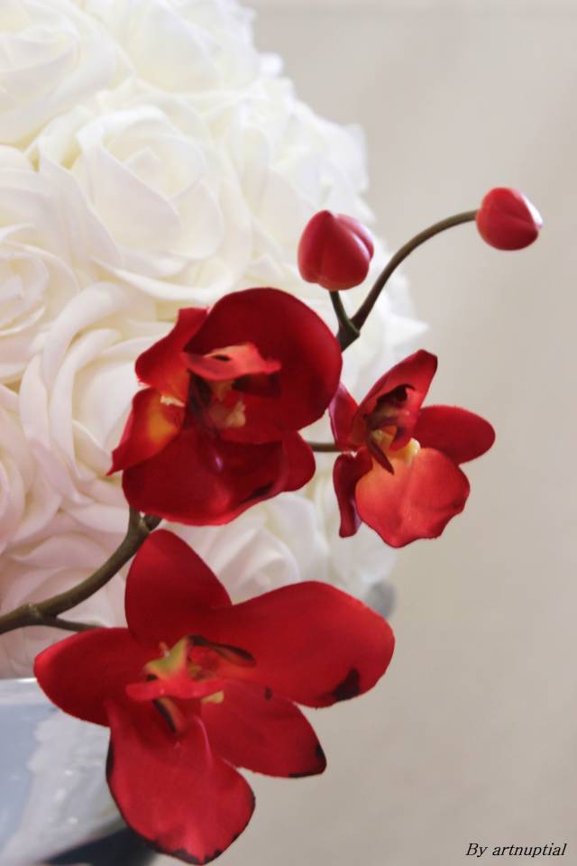 5 Orchidées Artificielles Rouges