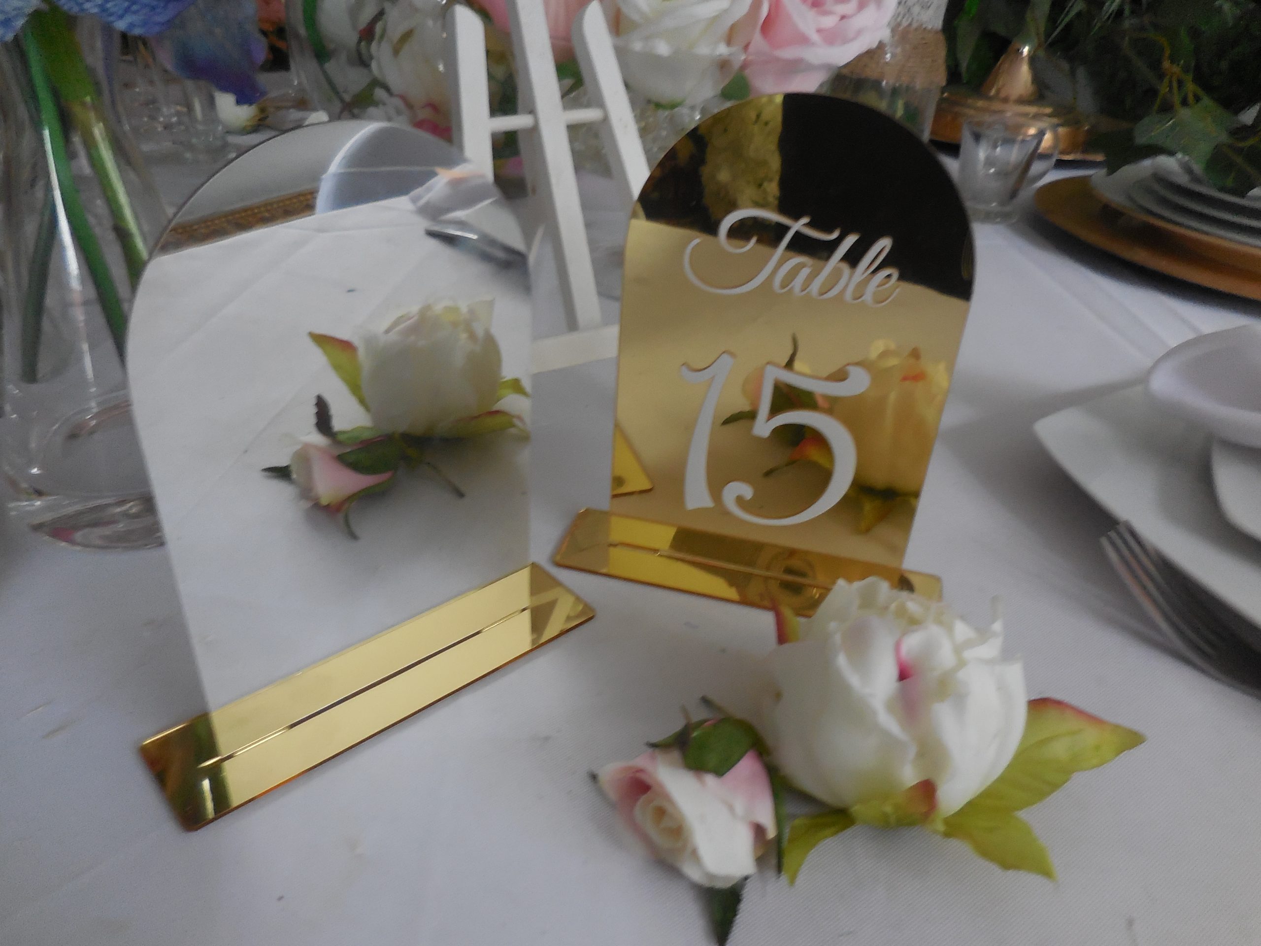 Numéros De Table Mariage Acrylique Miroir Doré - 12 Cm De Diamètre, Avec Supports, Pour Réception, Fête, événement