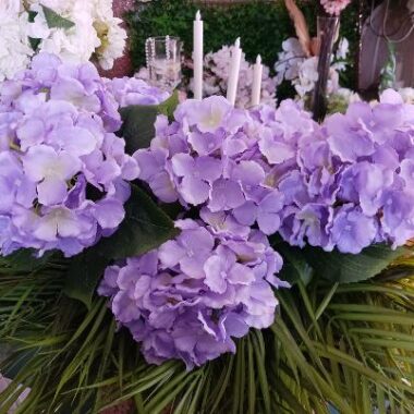 Hortensia Lila mauve x bouquet à 2 têtes  - Location fleurs de soie mariage